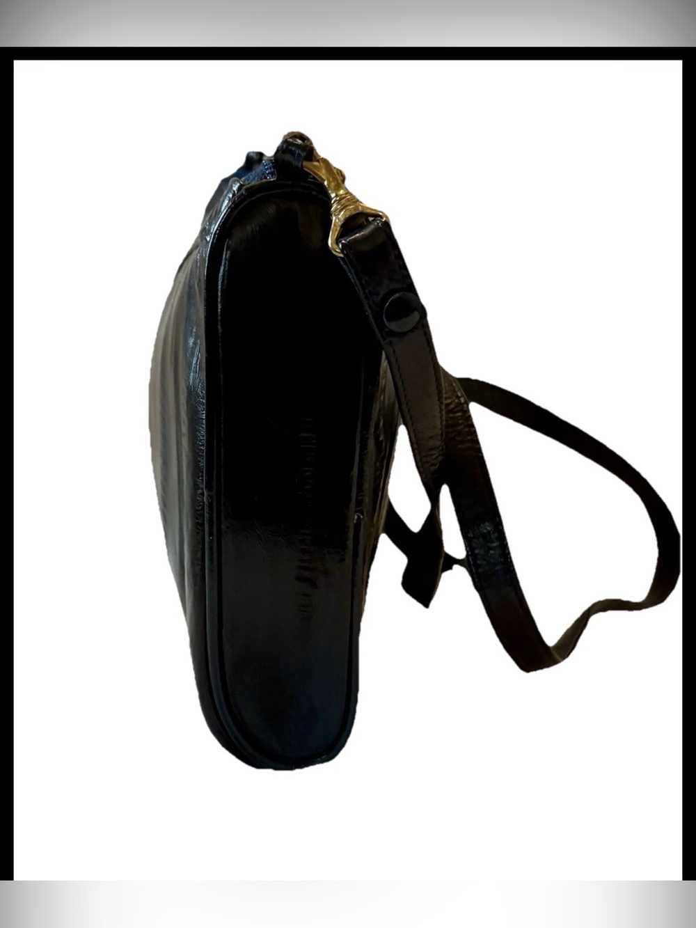 Vintage Genuine Eel Skin Leather Women's Navy Blue Small Shoulder Bag Purse - Picture 3 of 8